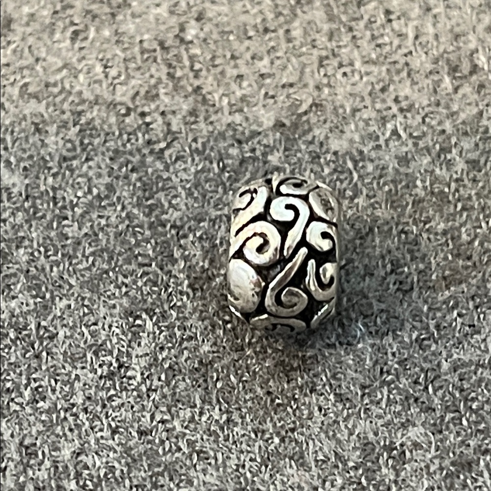 Sterling Scroll Design Stopper Bead/Charm